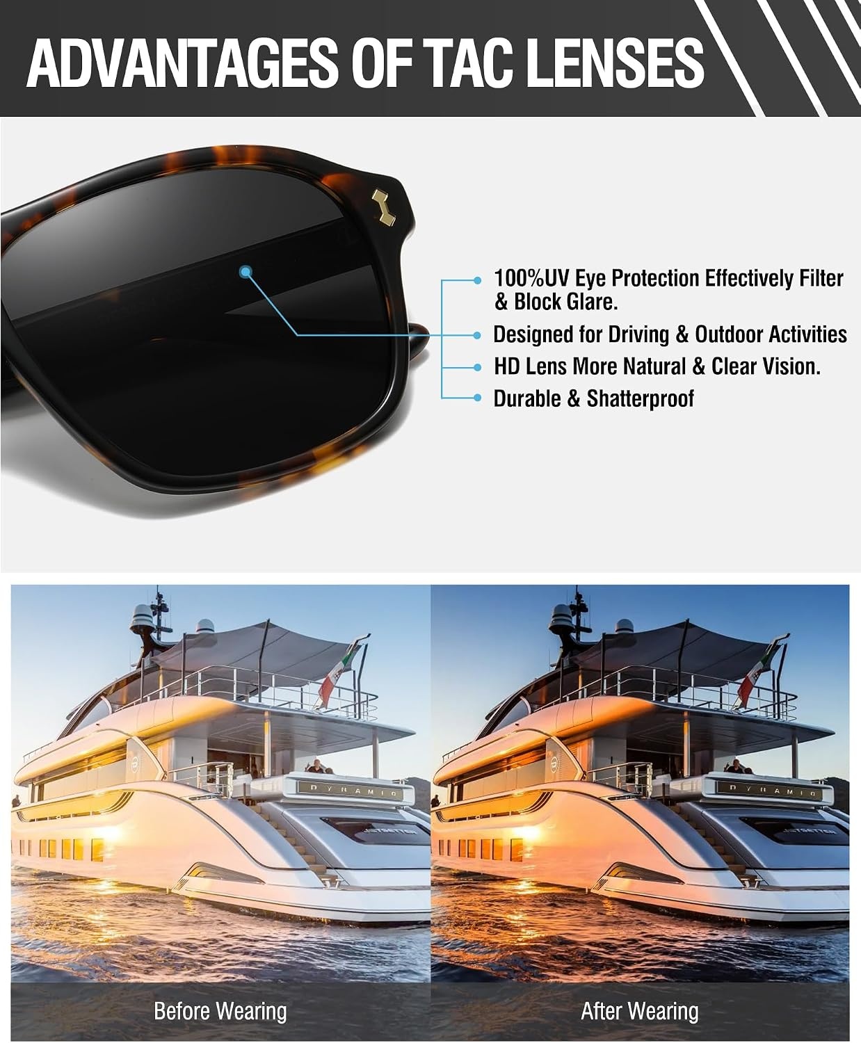 image:imageDUCO Retro Square Aviator Sunglasses For Men Women Polarized Vintage Double Bridge Sun Glasses UV Protection 3024Tortoise Frame Grey Lens