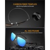image:imageDUCO Aviator Sunglasses for Men Women Carbon Fiber Polarized Sunglasses Men UV Protection for Driving Golf Fishing 3051Black Frame Blue Lens