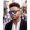 image:imageDUCO Aviator Sunglasses for Men Women Carbon Fiber Polarized Sunglasses Men UV Protection for Driving Golf Fishing 3051Black Frame Blue Lens