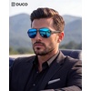 image:imageDUCO Aviator Sunglasses for Men Women Carbon Fiber Polarized Sunglasses Men UV Protection for Driving Golf Fishing 3051Black Frame Blue Lens