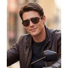 image:imageDUCO Aviator Sunglasses for Men Women Carbon Fiber Polarized Sunglasses Men UV Protection for Driving Golf Fishing 3051Black Frame Brown Lens