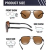 image:imageDUCO Aviator Sunglasses for Men Women Carbon Fiber Polarized Sunglasses Men UV Protection for Driving Golf Fishing 3051Black Frame Brown Lens