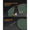 image:imageDUCO Aviator Sunglasses for Men Women Carbon Fiber Polarized Sunglasses Men UV Protection for Driving Golf Fishing 3051Black Frame G15 Green Lens