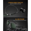 image:imageDUCO Aviator Sunglasses for Men Women Carbon Fiber Polarized Sunglasses Men UV Protection for Driving Golf Fishing 3051Black Frame G15 Green Lens