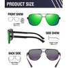 image:imageDUCO Aviator Sunglasses for Men Women Carbon Fiber Polarized Sunglasses Men UV Protection for Driving Golf Fishing 3051Black Frame Green Lens