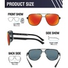 image:imageDUCO Aviator Sunglasses for Men Women Carbon Fiber Polarized Sunglasses Men UV Protection for Driving Golf Fishing 3051Black Frame Red Lens