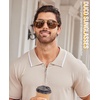 image:imageDUCO Aviator Sunglasses for Men Women Carbon Fiber Polarized Sunglasses Men UV Protection for Driving Golf Fishing 3051Brown Frame Brown Lens