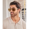 image:imageDUCO Aviator Sunglasses for Men Women Carbon Fiber Polarized Sunglasses Men UV Protection for Driving Golf Fishing 3051Gold Frame Brown Lens