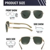 image:imageDUCO Aviator Sunglasses for Men Women Carbon Fiber Polarized Sunglasses Men UV Protection for Driving Golf Fishing 3051Gold Frame Green Lens