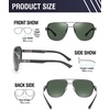 image:imageDUCO Aviator Sunglasses for Men Women Carbon Fiber Polarized Sunglasses Men UV Protection for Driving Golf Fishing 3051Gunmetal Frame Green Lens