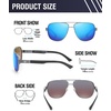 image:imageDUCO Aviator Sunglasses for Men Women Carbon Fiber Polarized Sunglasses Men UV Protection for Driving Golf Fishing 3051Gunmetal Frame Rveo Blue Lens