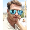 image:imageDUCO Aviator Sunglasses for Men Women Carbon Fiber Polarized Sunglasses Men UV Protection for Driving Golf Fishing 3051Gunmetal Frame Rveo Blue Lens
