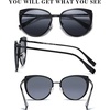 image:imageDUCO Cat Eye Sunglasses for Women Retro Polarized Womens Sun Glasses 90s Vintage Shades UV Protection DC1222Black Frame Grey Lens