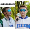 image:imageDUCO Kids Youth Baseball Sunglasses for Boys Girls Age 816 Polarized UV400 Protection Sports Cycling Glasses DK268Clear Blue Frame Black Temple Revo Blue Lens