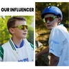 image:imageDUCO Kids Youth Baseball Sunglasses for Boys Girls Age 816 Polarized UV400 Protection Sports Cycling Glasses DK268Clear Green Frame Revo Orange Lens