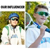 image:imageDUCO Kids Youth Baseball Sunglasses for Boys Girls Age 816 Polarized UV400 Protection Sports Cycling Glasses DK268Cyan Painting Frame Revo Blue Lens