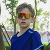 image:imageDUCO Kids Youth Baseball Sunglasses for Boys Girls Age 816 Polarized UV400 Protection Sports Cycling Glasses DK268Orange Frame Black Temple Revo Orange Lens