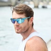 image:imageDUCO Mens Sports Polarized Sunglasses UV Protection Sunglasses for Men 8177sBlue Frame Red Dot Revo Blue Lens
