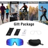 image:imageDUCO Nonpolarized Cycling Glasses UV400 Protection Running Shades DC0038Blue Frame White Temple Revo Blue Lens