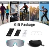 image:imageDUCO Nonpolarized Cycling Glasses UV400 Protection Running Shades DC0038Gunmental Frame Blue Temple Silver Lens