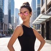 image:imageDUCO Oversized Polarized Sunglasses for Women Trendy Mirrored Shades Retro Square Light Weight UV400 Sun Glasses W01601 Transparent Pink Frame Pink Lens
