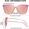 image:imageDUCO Oversized Polarized Sunglasses for Women Trendy Mirrored Shades Retro Square Light Weight UV400 Sun Glasses W01601 Transparent Pink Frame Pink Lens