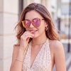 image:imageDUCO Oversized Polarized Sunglasses for Women Trendy Mirrored Shades Retro Square Light Weight UV400 Sun Glasses W01601 Transparent Pink Frame Pink Lens