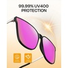 image:imageDUCO Oversized Polarized Sunglasses for Women Trendy Mirrored Shades Retro Square Light Weight UV400 Sun Glasses W01602 Black Frame Revo Pink Lens