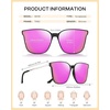 image:imageDUCO Oversized Polarized Sunglasses for Women Trendy Mirrored Shades Retro Square Light Weight UV400 Sun Glasses W01602 Black Frame Revo Pink Lens