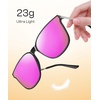 image:imageDUCO Oversized Polarized Sunglasses for Women Trendy Mirrored Shades Retro Square Light Weight UV400 Sun Glasses W01602 Black Frame Revo Pink Lens