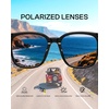 image:imageDUCO Oversized Polarized Sunglasses for Women Trendy Mirrored Shades Retro Square Light Weight UV400 Sun Glasses W01603 Black Frame Grey Lens