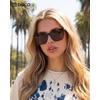 image:imageDUCO Oversized Polarized Sunglasses for Women Trendy Mirrored Shades Retro Square Light Weight UV400 Sun Glasses W01603 Black Frame Grey Lens