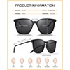 image:imageDUCO Oversized Polarized Sunglasses for Women Trendy Mirrored Shades Retro Square Light Weight UV400 Sun Glasses W01603 Black Frame Grey Lens