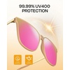 image:imageDUCO Oversized Polarized Sunglasses for Women Trendy Mirrored Shades Retro Square Light Weight UV400 Sun Glasses W01604 Gold Frame Colorful Lens