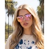 image:imageDUCO Oversized Polarized Sunglasses for Women Trendy Mirrored Shades Retro Square Light Weight UV400 Sun Glasses W01604 Gold Frame Colorful Lens