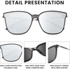 image:imageDUCO Oversized Polarized Sunglasses for Women Trendy Mirrored Shades Retro Square Light Weight UV400 Sun Glasses W01605 Transparent Gray Frame Silver Lens