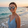 image:imageDUCO Oversized Polarized Sunglasses for Women Trendy Mirrored Shades Retro Square Light Weight UV400 Sun Glasses W01605 Transparent Gray Frame Silver Lens