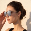 image:imageDUCO Oversized Polarized Sunglasses for Women Trendy Mirrored Shades Retro Square Light Weight UV400 Sun Glasses W01605 Transparent Gray Frame Silver Lens