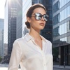 image:imageDUCO Oversized Polarized Sunglasses for Women Trendy Mirrored Shades Retro Square Light Weight UV400 Sun Glasses W01605 Transparent Gray Frame Silver Lens