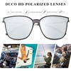 image:imageDUCO Oversized Polarized Sunglasses for Women Trendy Mirrored Shades Retro Square Light Weight UV400 Sun Glasses W01605 Transparent Gray Frame Silver Lens