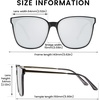 image:imageDUCO Oversized Polarized Sunglasses for Women Trendy Mirrored Shades Retro Square Light Weight UV400 Sun Glasses W01605 Transparent Gray Frame Silver Lens