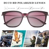 image:imageDUCO Oversized Polarized Sunglasses for Women Trendy Mirrored Shades Retro Square Light Weight UV400 Sun Glasses W01606 Purple Tortoise Frame Purple Lens