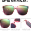 image:imageDUCO Oversized Polarized Sunglasses for Women Trendy Mirrored Shades Retro Square Light Weight UV400 Sun Glasses W01607 Pink Frame Colorful Lens