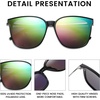 image:imageDUCO Oversized Polarized Sunglasses for Women Trendy Mirrored Shades Retro Square Light Weight UV400 Sun Glasses W01608 Black Frame Colorful Lens