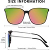 image:imageDUCO Oversized Polarized Sunglasses for Women Trendy Mirrored Shades Retro Square Light Weight UV400 Sun Glasses W01608 Black Frame Colorful Lens