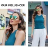 image:imageDUCO Oversized Polarized Sunglasses for Women Trendy Mirrored Shades Retro Square Light Weight UV400 Sun Glasses W01609 Gold Frame Green Colorful Lens