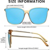 image:imageDUCO Oversized Polarized Sunglasses for Women Trendy Mirrored Shades Retro Square Light Weight UV400 Sun Glasses W01610 Gold Frame Blue Lens