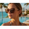 image:imageDUCO Oversized Polarized Sunglasses for Women Trendy Mirrored Shades Retro Square Light Weight UV400 Sun Glasses W01611 Tortoise Frame Brown Lens