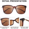 image:imageDUCO Oversized Polarized Sunglasses for Women Trendy Mirrored Shades Retro Square Light Weight UV400 Sun Glasses W01611 Tortoise Frame Brown Lens