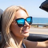 image:imageDUCO Oversized Polarized Sunglasses for Women Trendy Mirrored Shades Retro Square Light Weight UV400 Sun Glasses W01612 Black Frame Revo Blue Lens